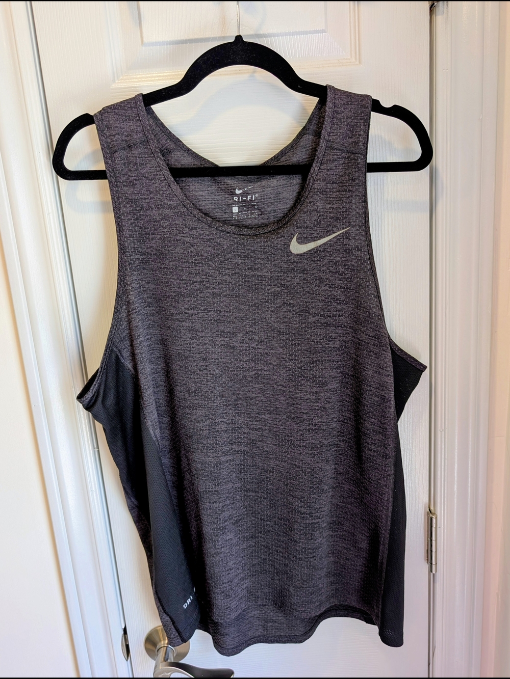 Nike Mens Size Large Dri-FIT Heathered Charcoal Gray Tank Top